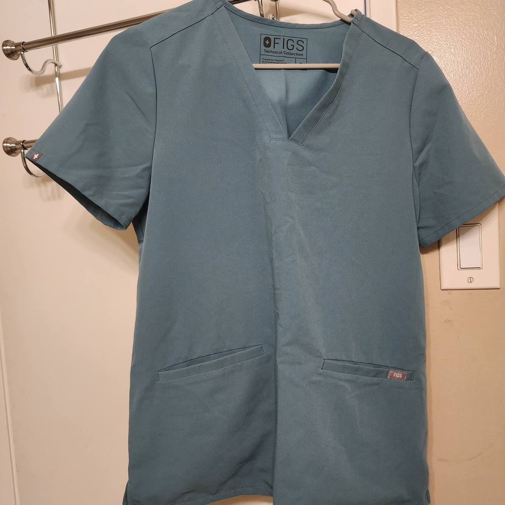 Figs Women  Teal V-Neck Shirt